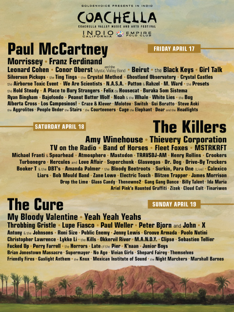 Official Coachella 2009 Lineup Official Coachella 2009 Lineup